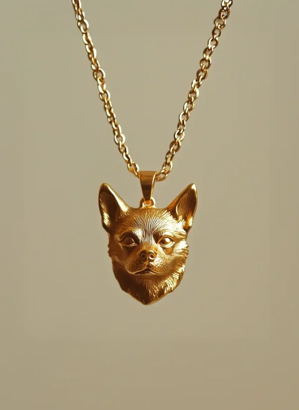 Colgante con cadena de oro 18k y cabeza bañado en oro 18k