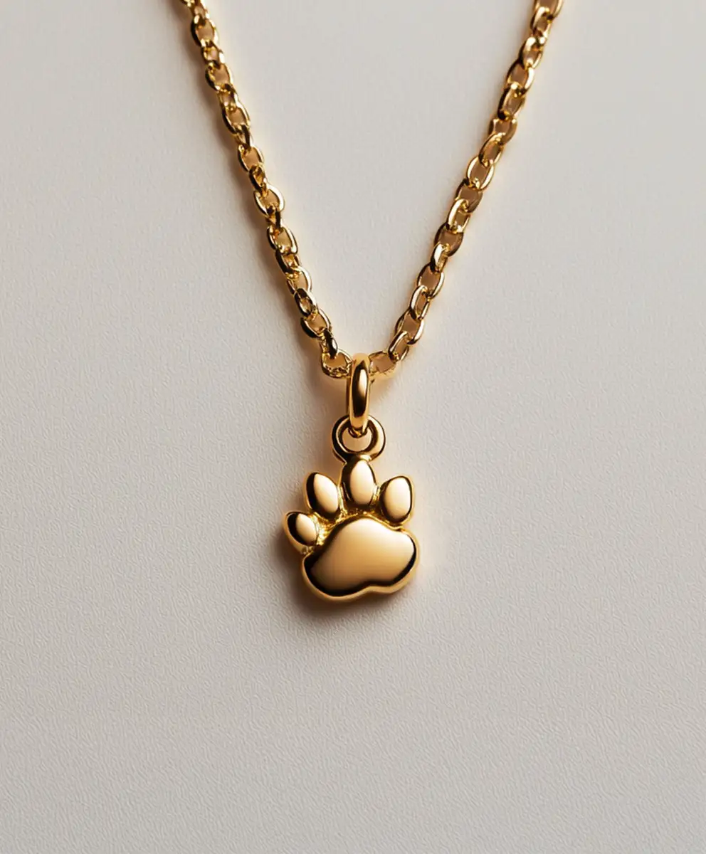 Colgante de plata con huella bañado en oro