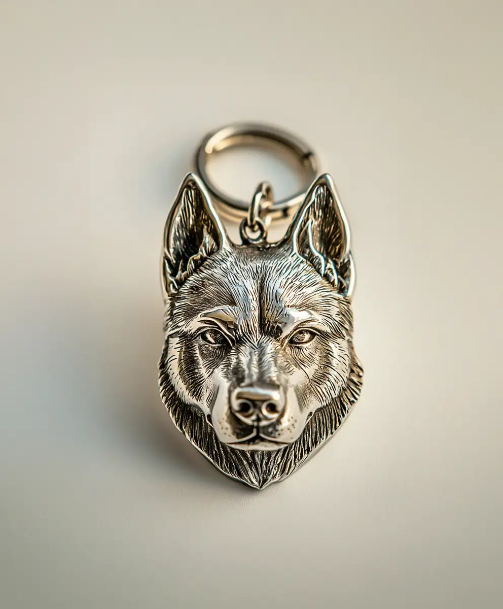 Llavero con Cabeza baño en plata 925